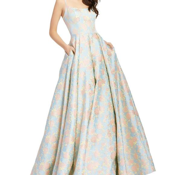 Mac‎ Duggal Floral Jacquard Ballgown 26117I Size 14 with POCKETS - Picture 2 of 16